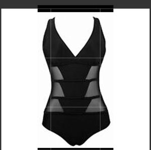 Black Mesh Chevron See Through Monikini M
